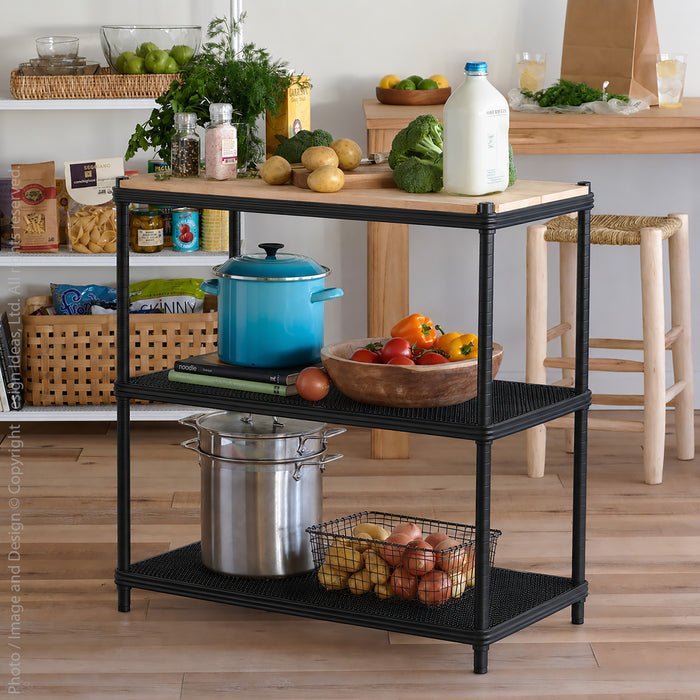 MeshWorks® utility unit (36 x 18 x 36 in.: wood top 3-tier)