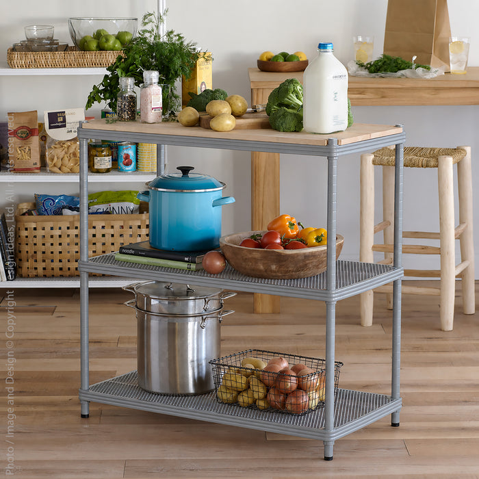MeshWorks® utility unit (36 x 18 x 36 in.: wood top 3-tier)