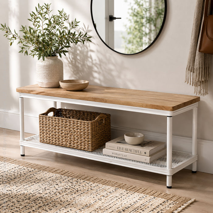 MeshWorks® entryway bench (white)