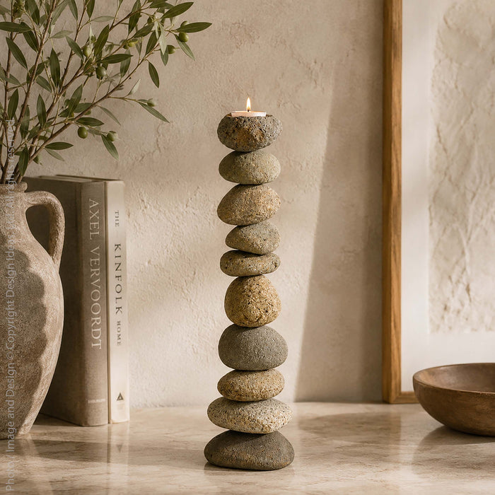 PebbleStack™ candleholder (4.3 dia x 15.7 in.)