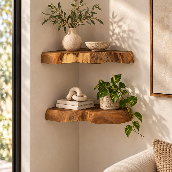 Takara™ live edge corner shelf (11.8 in)