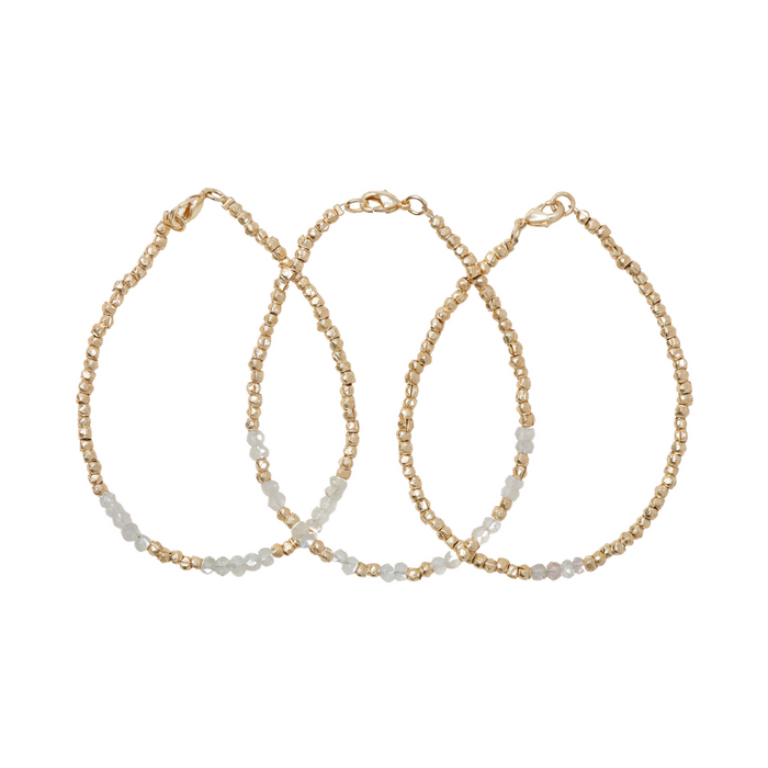 Moonstone and Brass Bracelets (Set of 3)