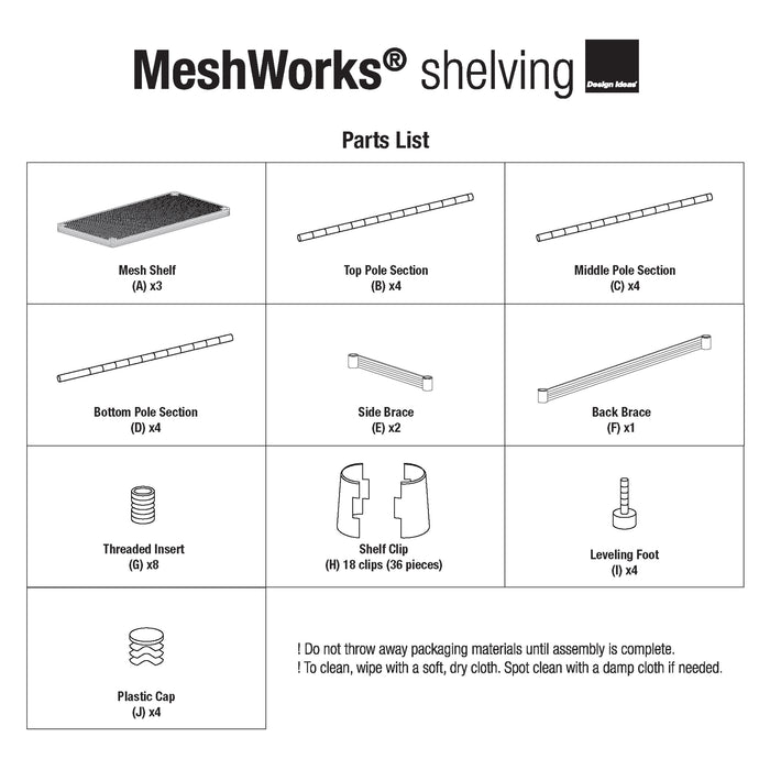 MeshWorks® bathroom unit (26 x 10 x 72 in.: 3-tier)
