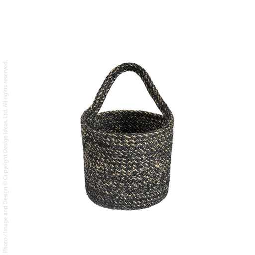 Melia™ Small Woven Jute Hanging Basket (5 x 5 x 5 in.) - (colors: Black, Sage, Sand, Slate, Indigo, Rust) | Premium Basket from the Melia™ collection | made with Jute for long lasting use