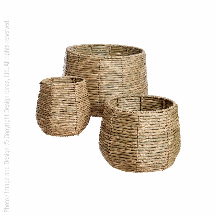 Pesaro™ Woven Water Hyacinth Twine Basket (set of 3) - (colors: ) | Premium Basket from the Pesaro™ collection | made with Water Hyacinth Twine for long lasting use