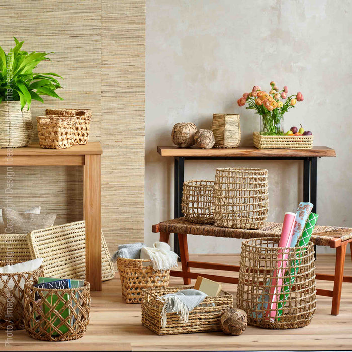 Pesaro™ Woven Water Hyacinth Twine Basket (set of 3) - (colors: ) | Premium Basket from the Pesaro™ collection | made with Water Hyacinth Twine for long lasting use