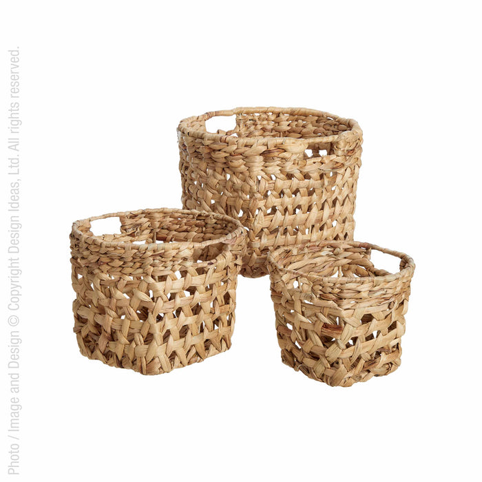 Trania™ Woven Water Hyacinth Twine Baskets (set of 3) - (colors: ) | Premium Basket from the Trania™ collection | made with Water Hyacinth Twine for long lasting use