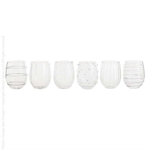 Mikasa Cheers Stemless Etched Wine Glasses Set of 6 for sale online