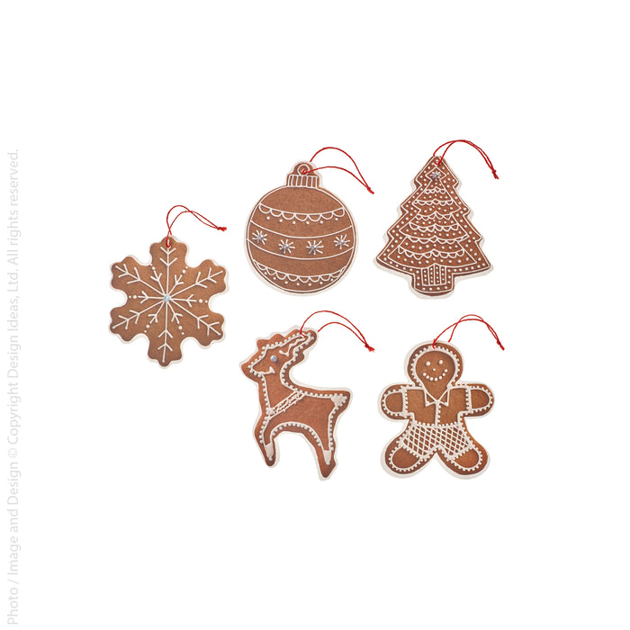 Gimbel™ ornaments (gingerbread: set of 5)