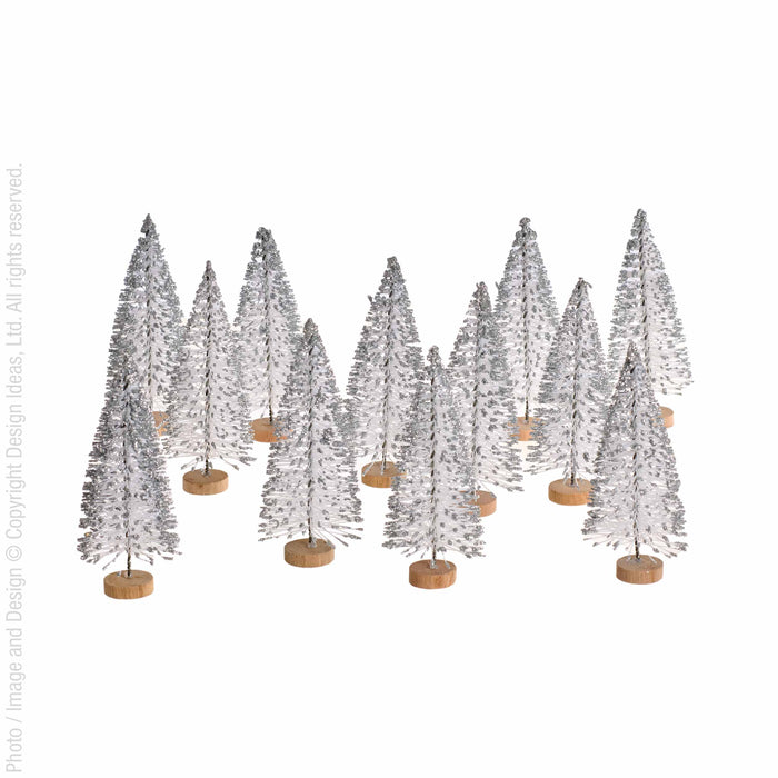 Yukon™ trees (white and silver glitter: set of 12)