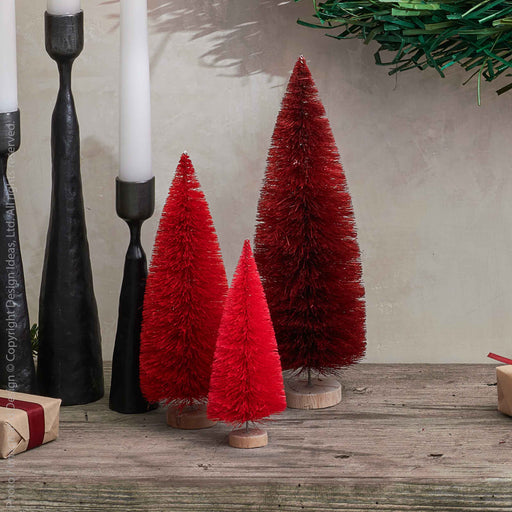 red tree① Nearly Natural 8-ft Fraser Fir Pre-lit Flocked Red