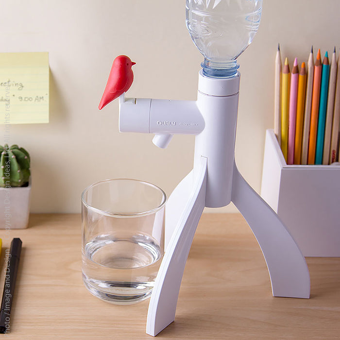 Thirsty bird bottled water dispenser